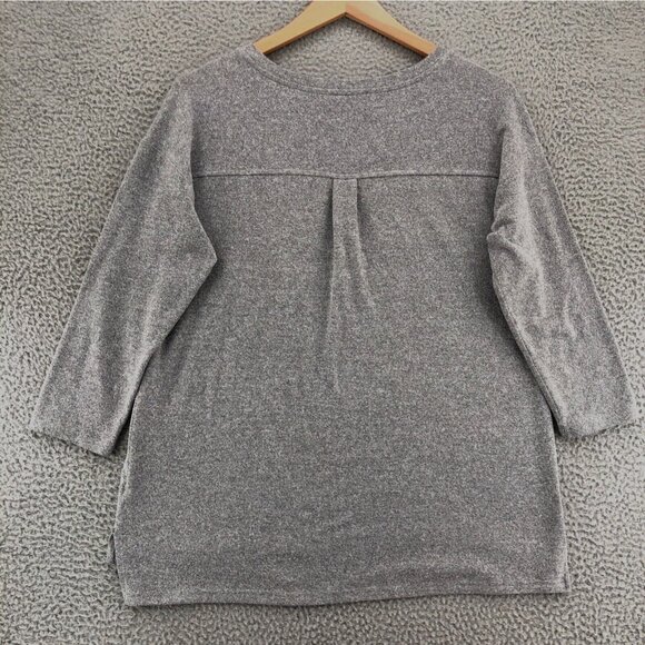 Calvin Klein Sweater Womens Large Gray Heather Pocket 3/4 Sleeve Casual Slouchy - Picture 3 of 11